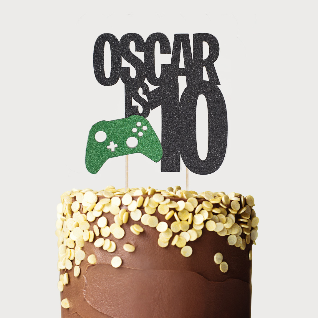 Personalised Gaming Themed Birthday Cake Topper – Tyler Rose Designs